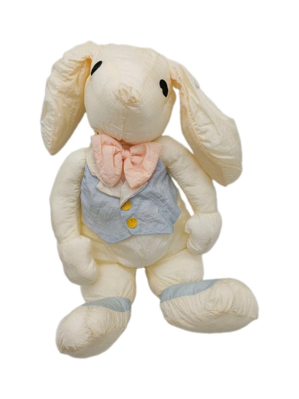 JS International Bunny Rabbit Plush Stuffed Animal Nylon blue Vest 13"